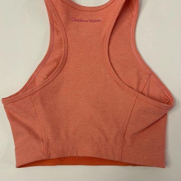 Outdoor Voices Athena Crop Sports Bra Top Peach Orange Sz XS Racerback High Neck - Picture 5 of 6